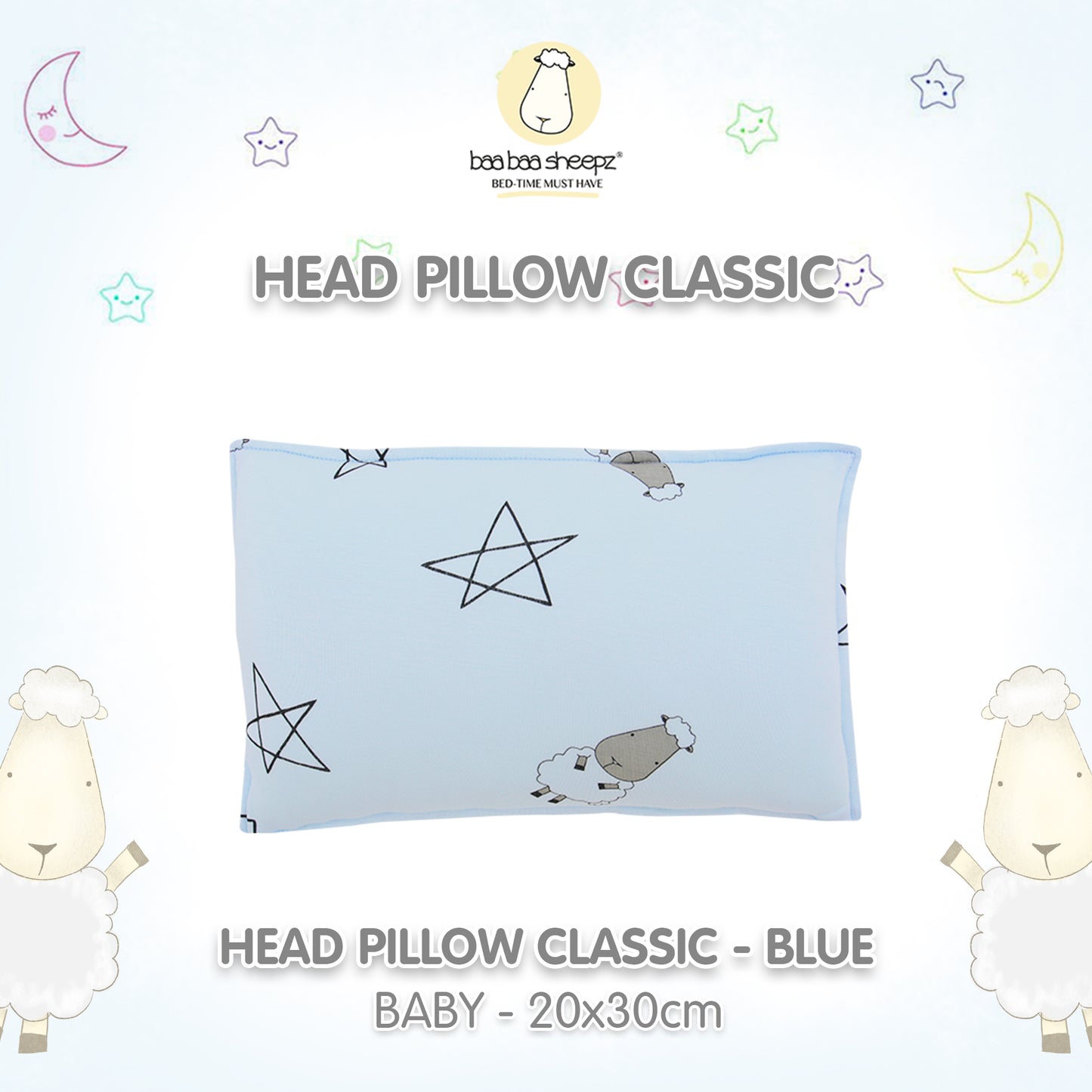 BBS Head Pillow Big Star Sheepz Blue