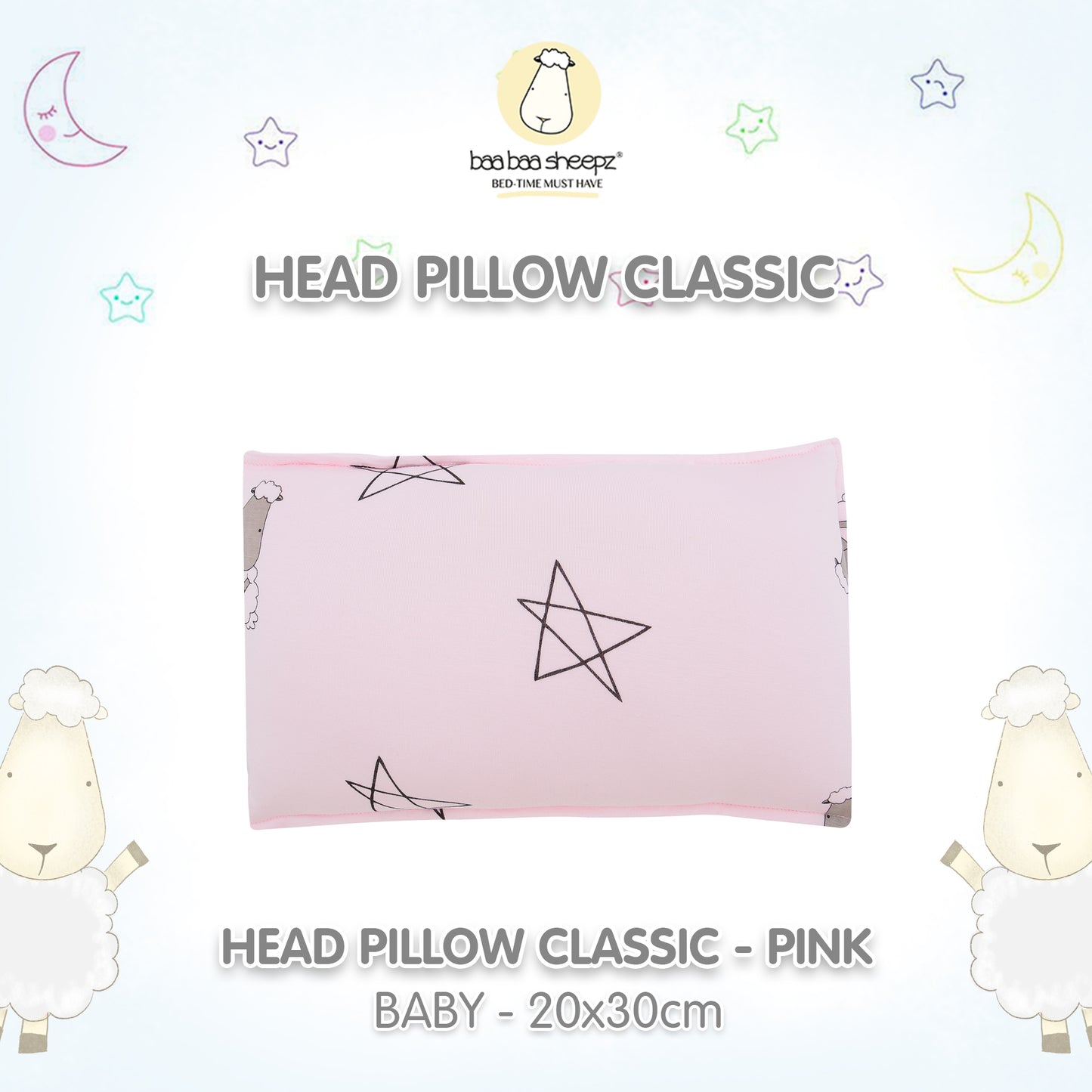 BBS Head Pillow Big Star Sheepz Pink