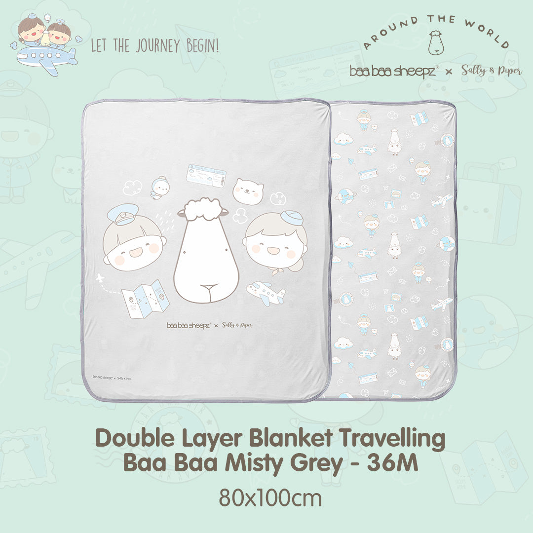 BBS Double Layer Blanket Traveling Sallyandpiper 36M Misty Grey