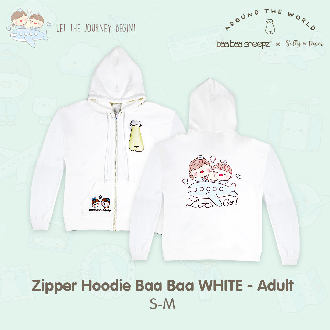 BBS Zipper Hoodie Baa Baa White Sallyandpiper