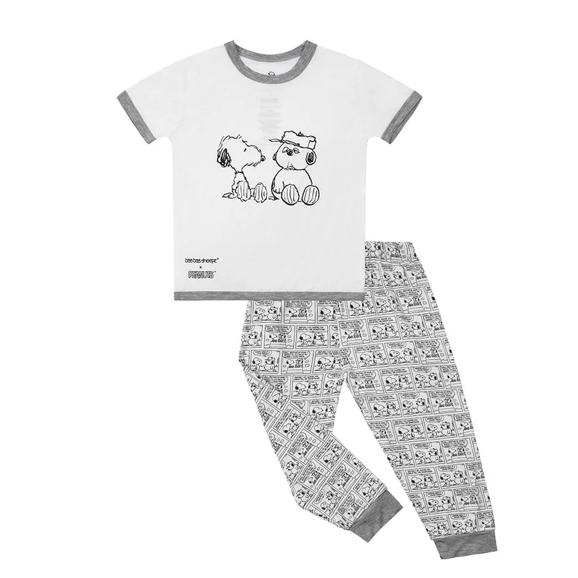 Baabaasheepz X Snoopy Short Sleeve Shirt S31 White + Pants S31 White