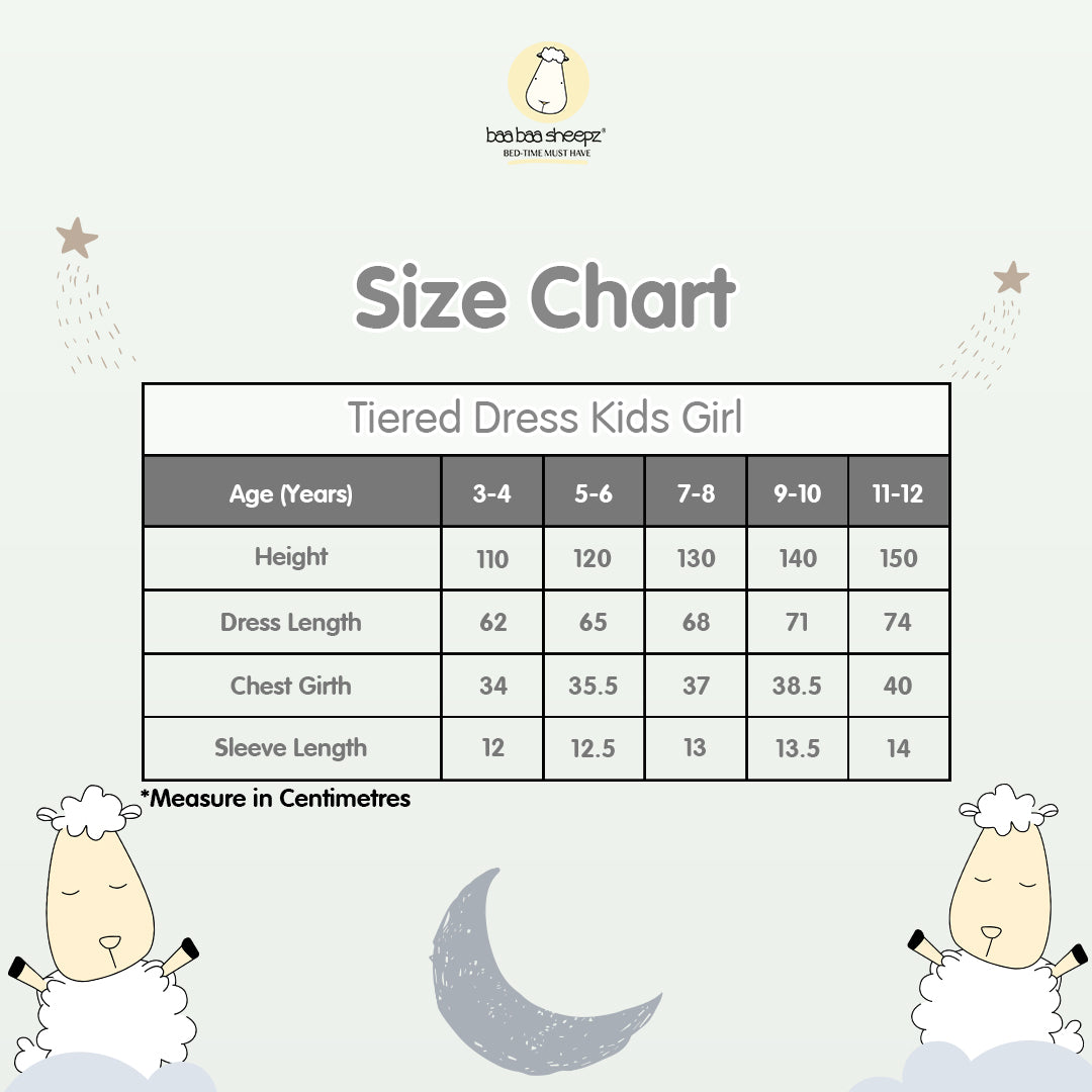 BBS Tiered Dress Goodnight Baa Baa White Kids 3-12 Years