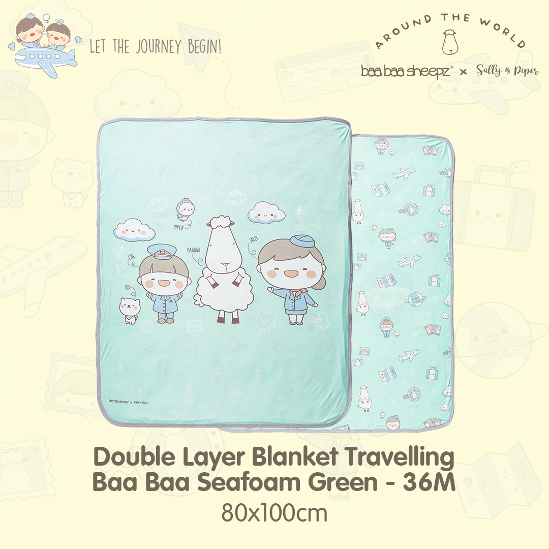 BBS Double Layer Blanket Traveling Sallyandpiper 36M Seafoam Green