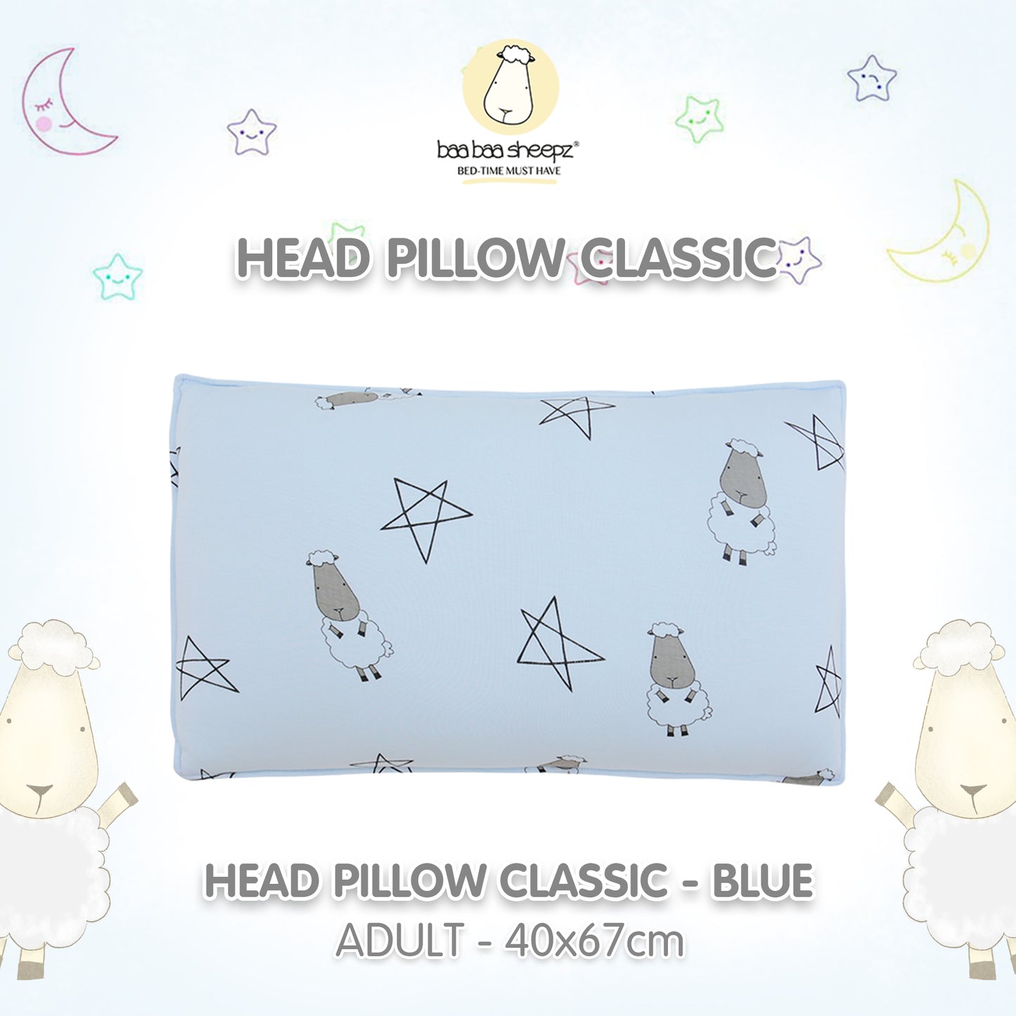 BBS Head Pillow Big Star Sheepz Blue