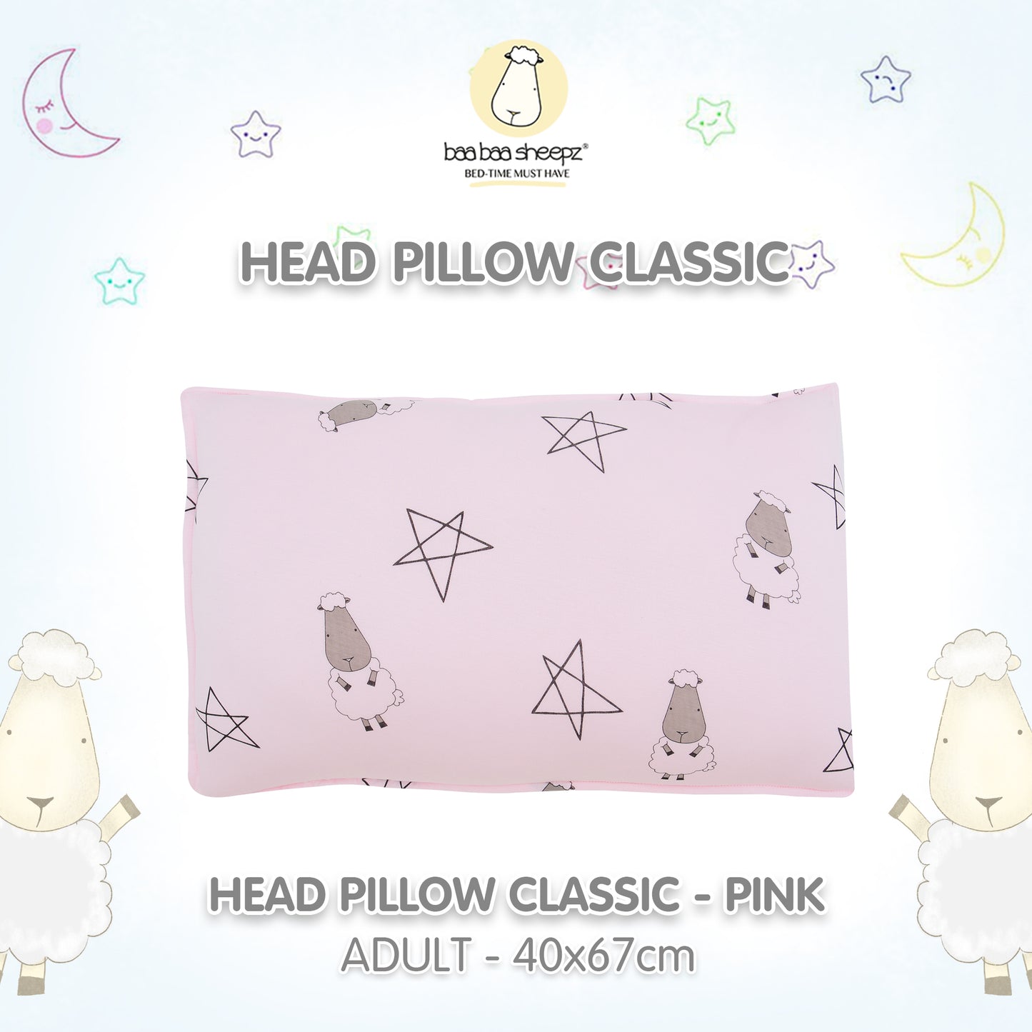 BBS Head Pillow Big Star Sheepz Pink