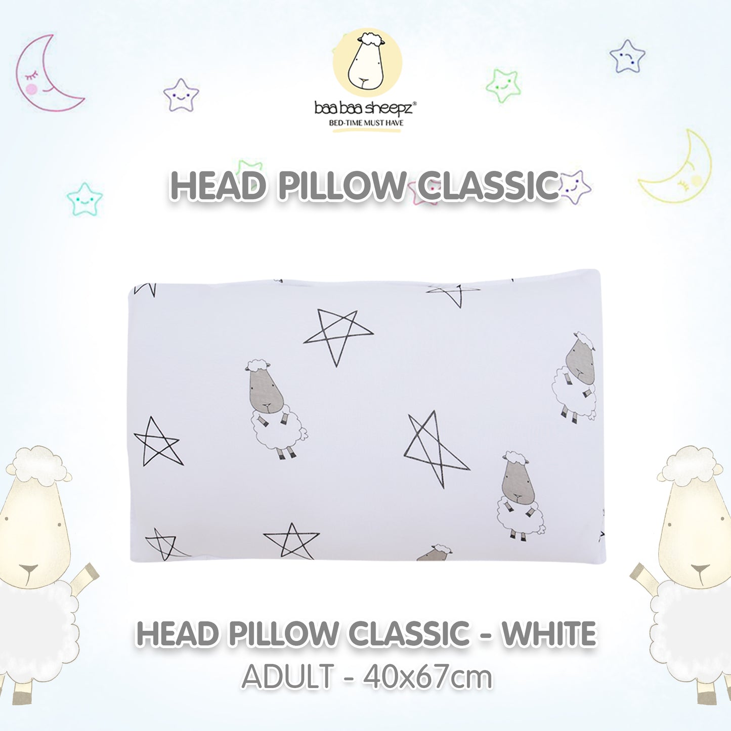 BBS Head Pillow Big Star Sheepz White
