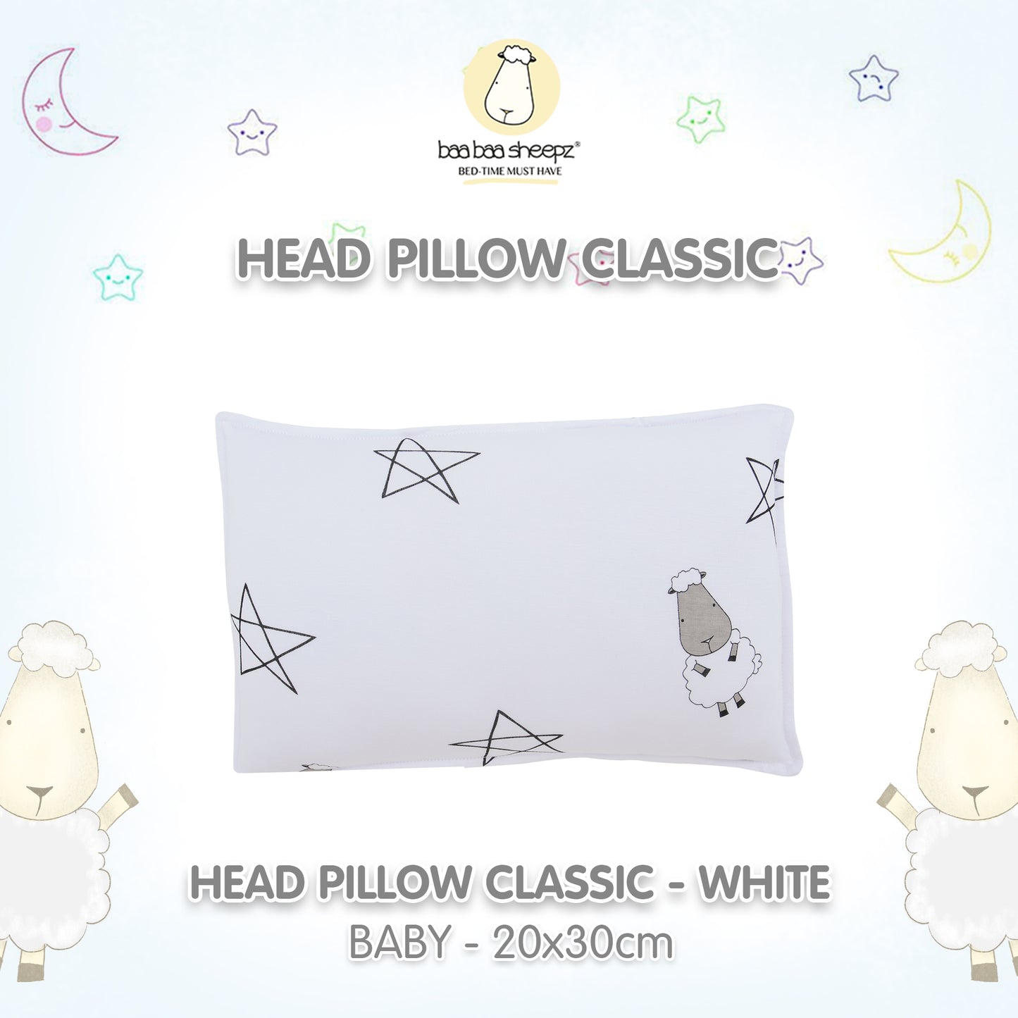 BBS Head Pillow Big Star Sheepz White