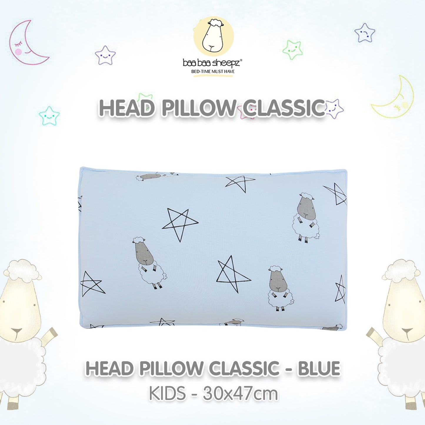 BBS Head Pillow Big Star Sheepz Blue