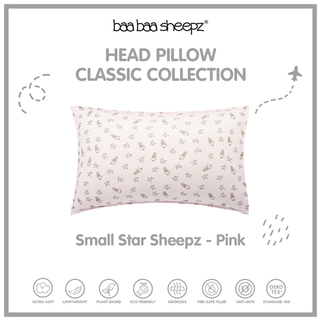 BBS Head Pillow Small Star & Sheepz Pink - Kids