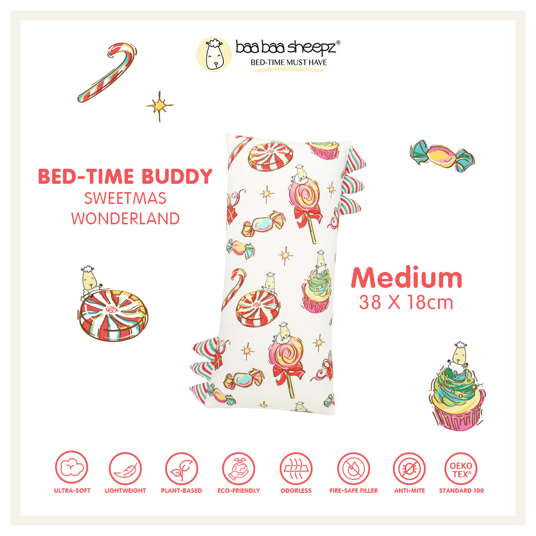 BBS Bedtime Buddy Sweetmas Wonderland White with Stripe tag - Medium (size 18x38cm)