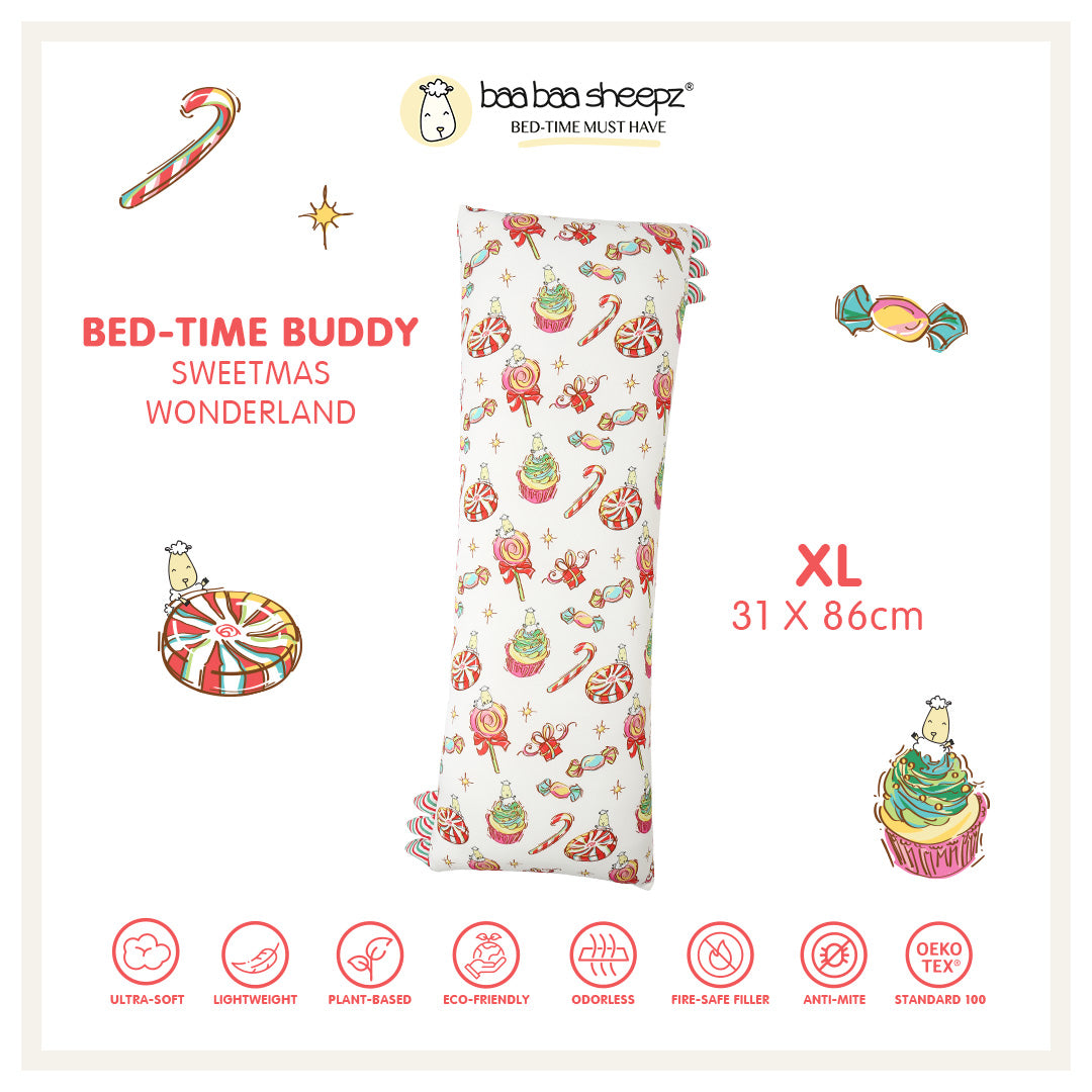 BBS Bedtime Buddy Sweetmas Wonderland White with Stripe tag - XL (size 31x86cm)