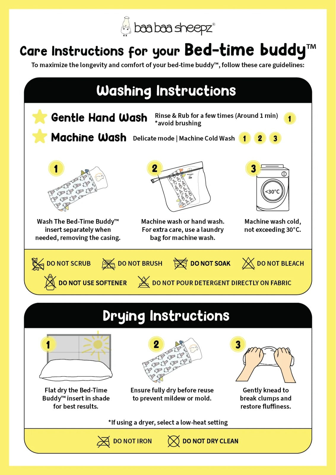 BBS Bedtime Buddy Cute Big Star & Sheepz White with Color tag S/M/L/XL