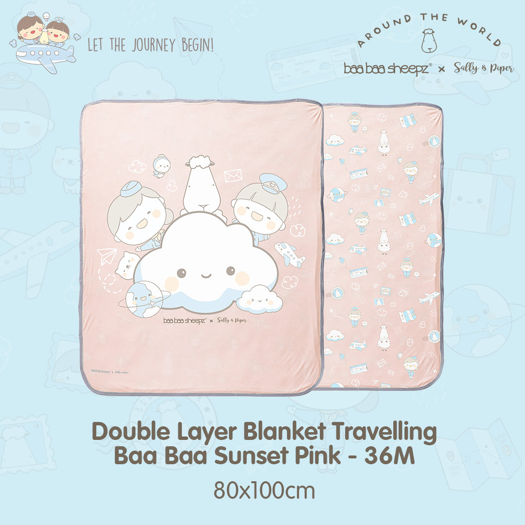 BBS Double Layer Blanket Traveling Sallyandpiper 36M Sunset Pink