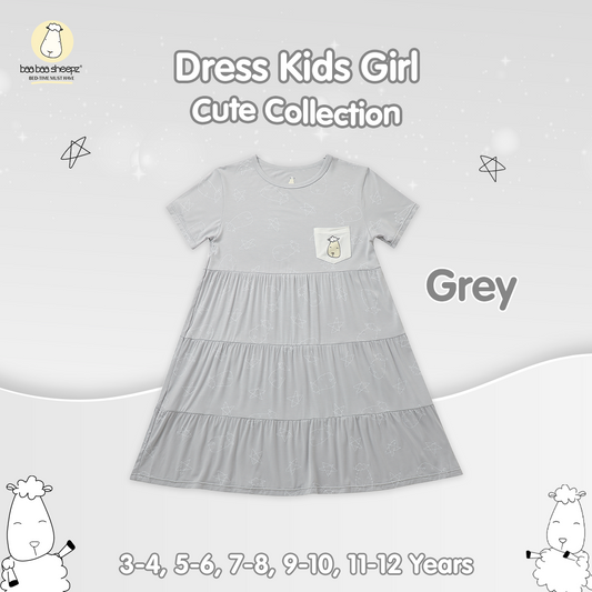 BBS Tiered Dress Cute Big Star & Head Grey Kids