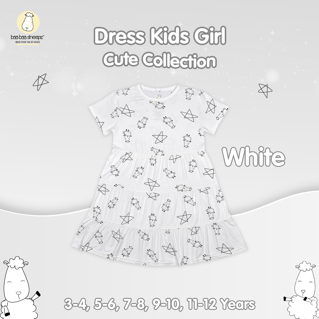 BBS Tiered Dress Cute Big Star & Sheepz White Kids