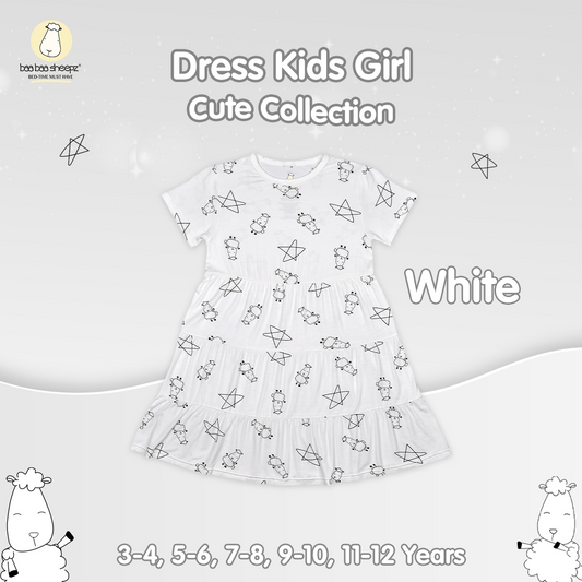 BBS Tiered Dress Cute Big Star & Sheepz White Kids