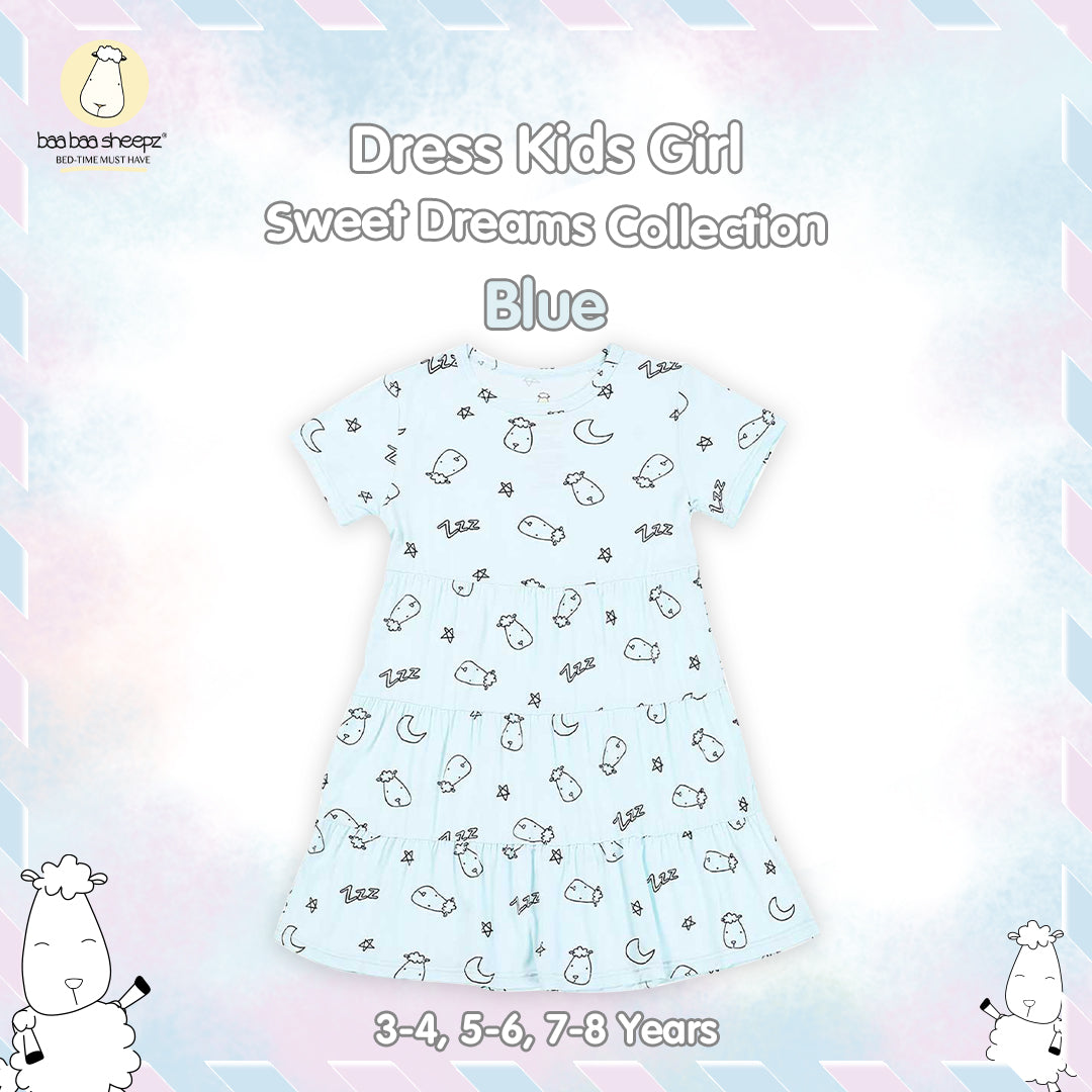BBS Tiered Dress Sweet Dreams Baa Baa Blue Kids 3–8 Years