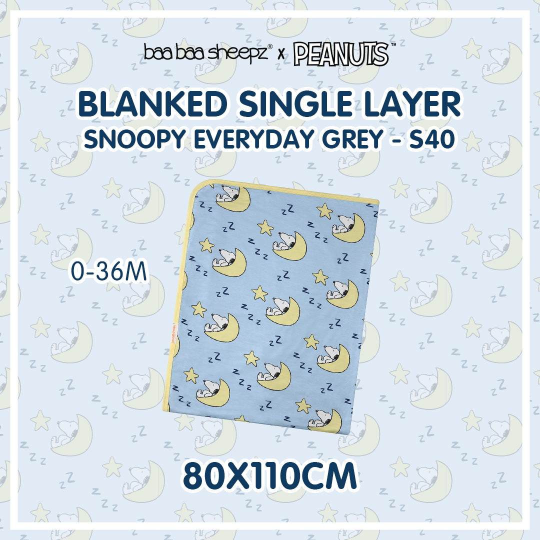 Baabaasheepz X Snoopy Single Layer Blanket S40 Blue - 36M