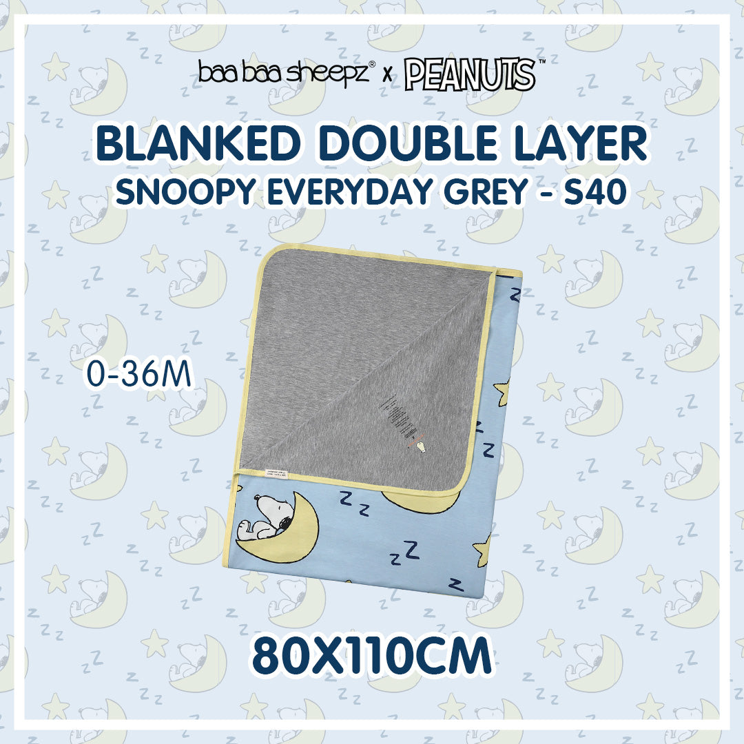 Baabaasheepz X Snoopy Double Layer Blanket S40 Blue - 36M