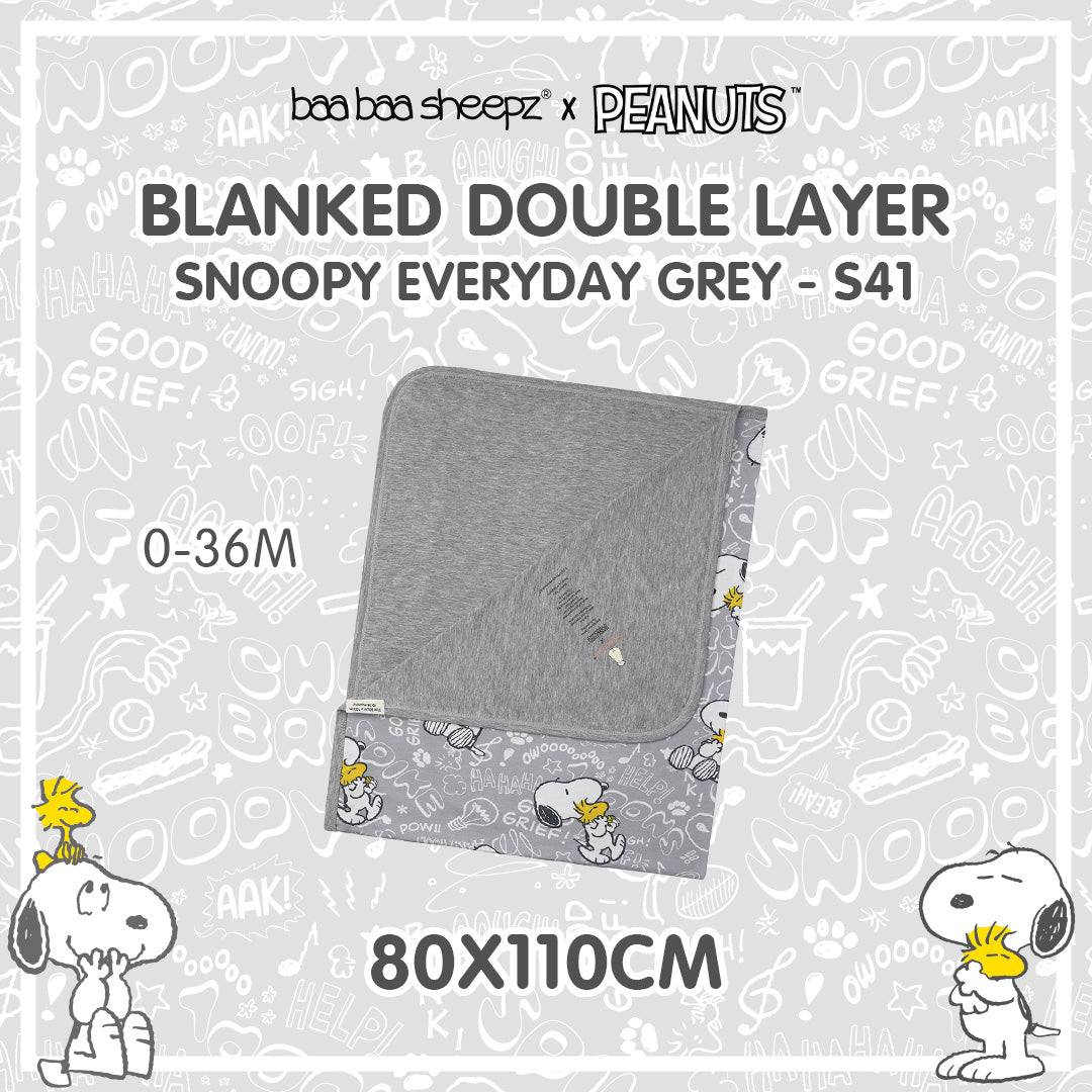Baabaasheepz X Snoopy Double Layer Blanket S41 Grey - 36M