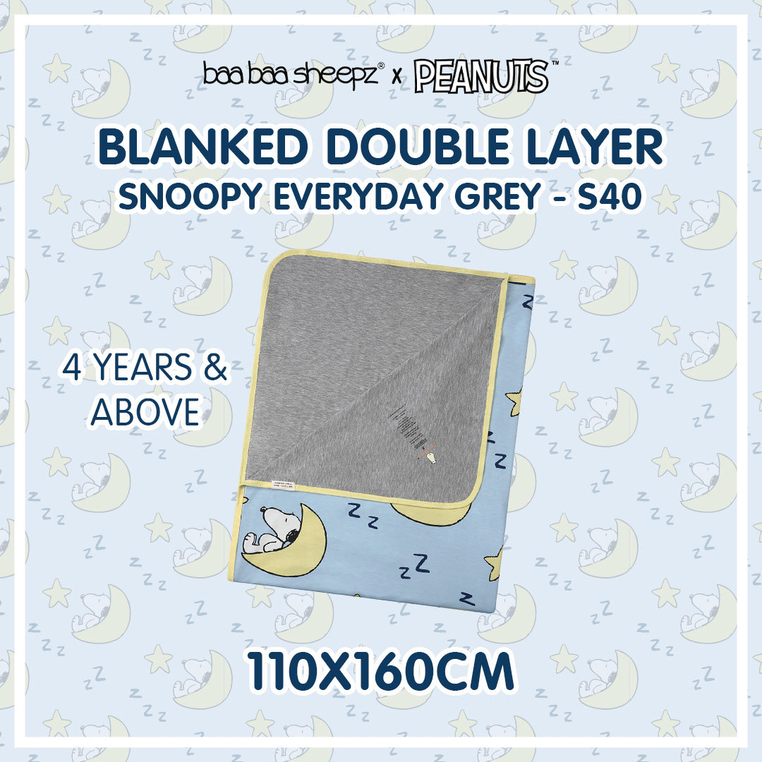 Baabaasheepz X Snoopy Double Layer Blanket S40 Blue Kids