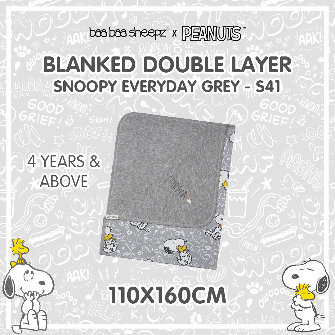 Baabaasheepz X Snoopy Double Layer Blanket S41 Grey Kids