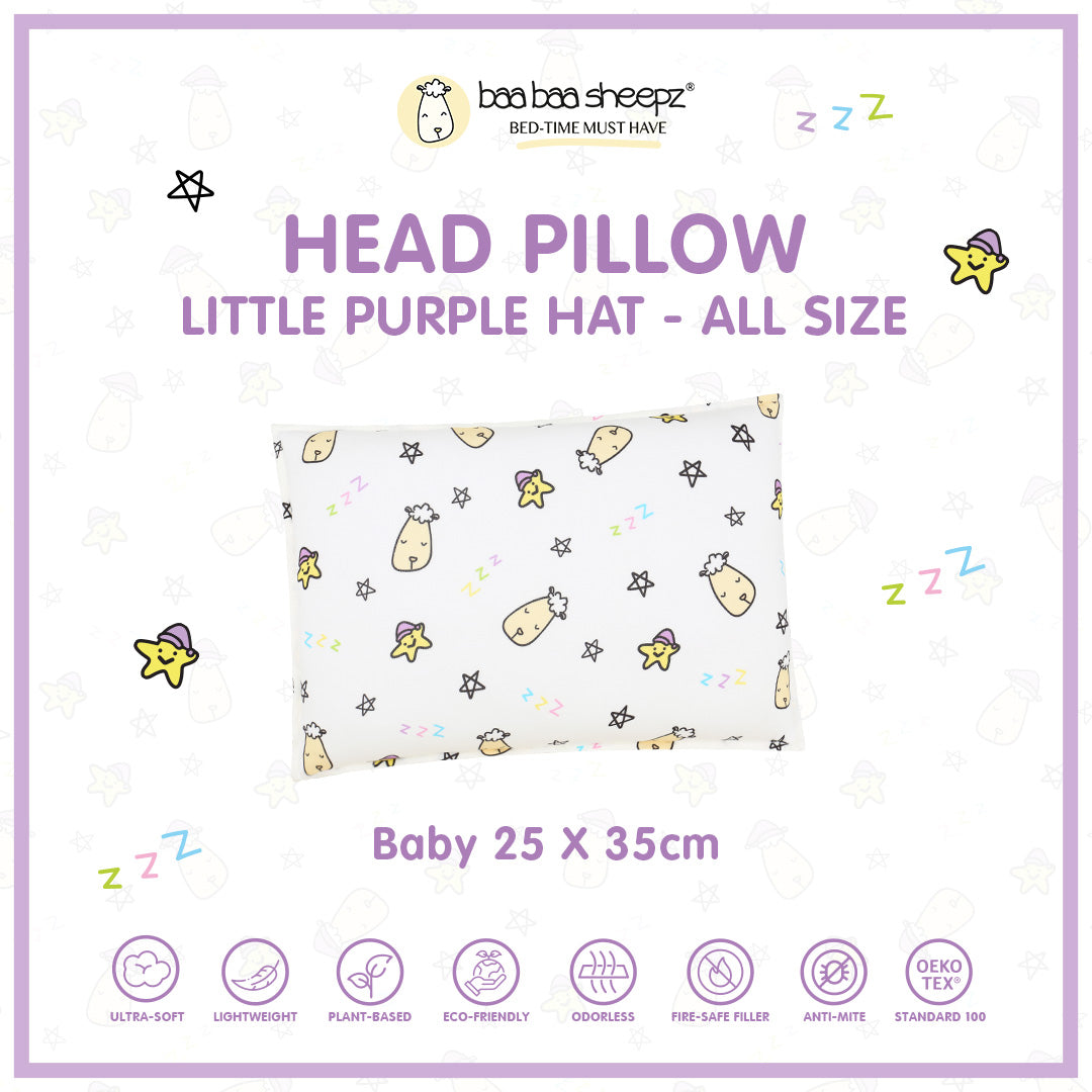 BBS Head Pillow Little Purple Hat A Pearl - Baby 25x35cm