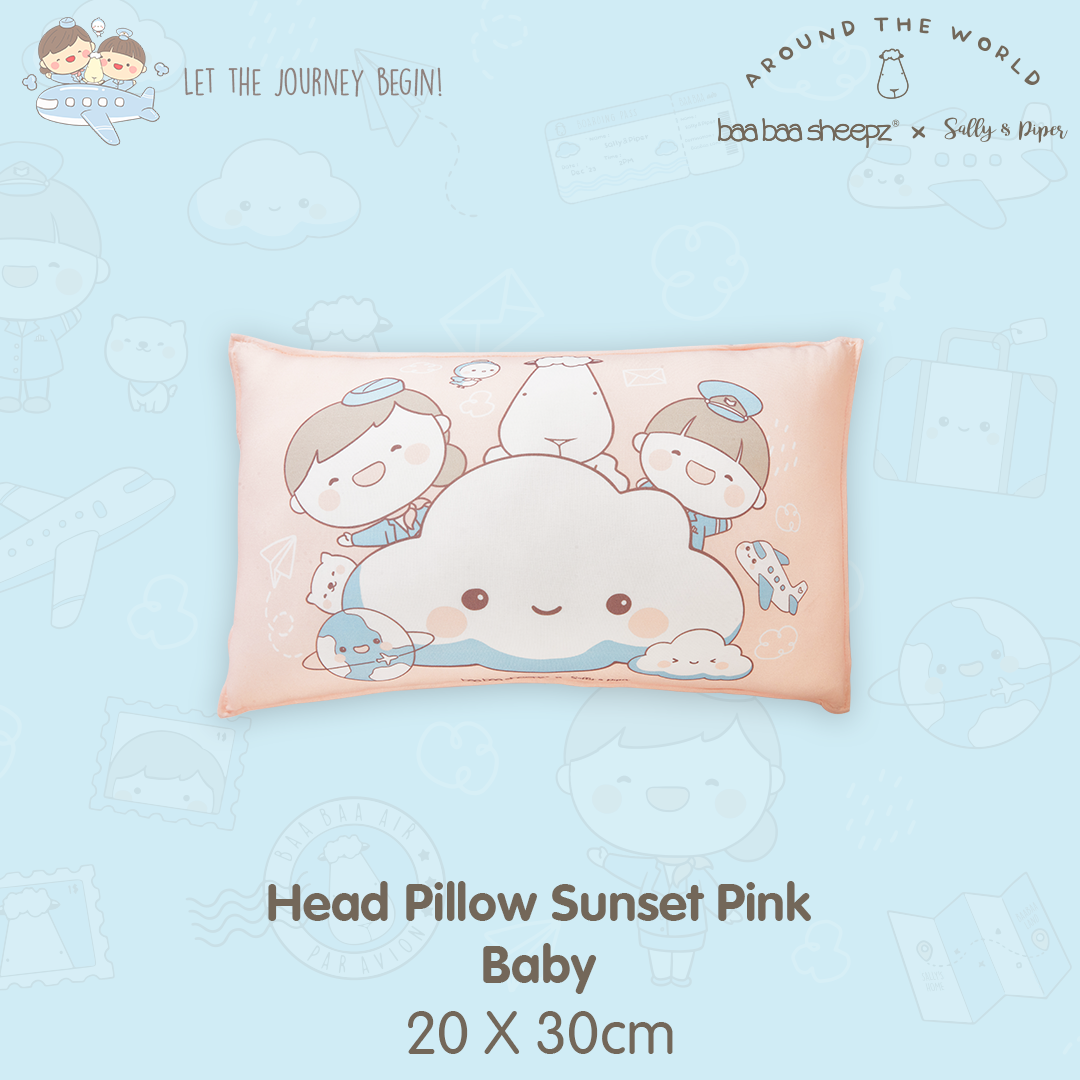 BBS Head Pillow Sallyandpiper Sunset Pink Baby (size 20x30cm)