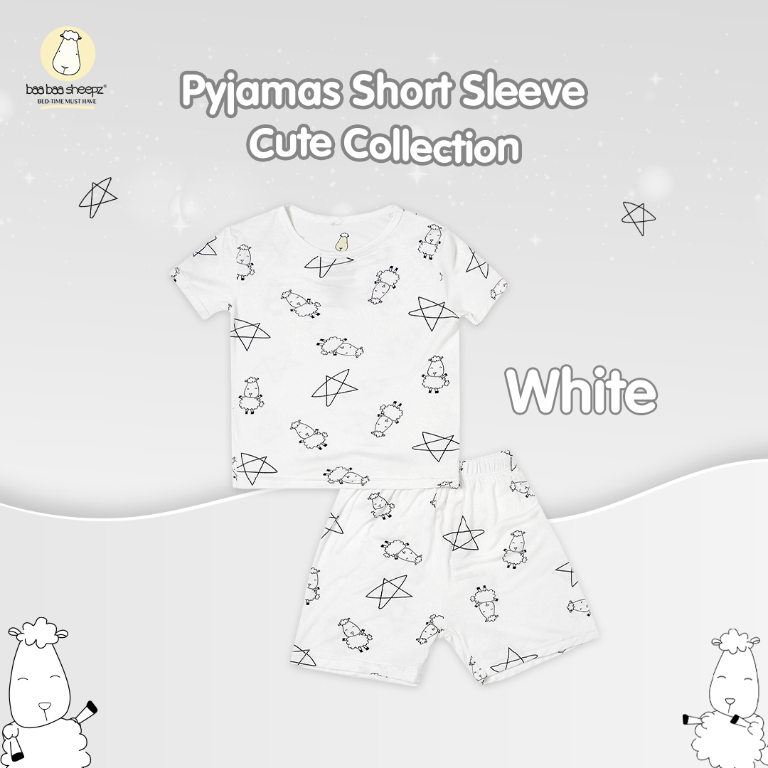 BBS Pyjamas Set Short Sleeve Cute Big Star & Sheepz White Kids