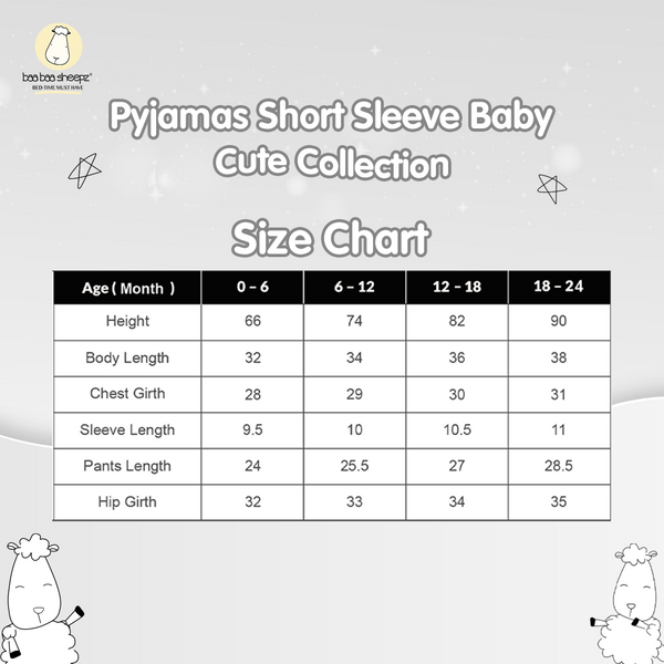 BBS Pyjamas Set Short Sleeve Cute Big Star & Sheepz White Baby