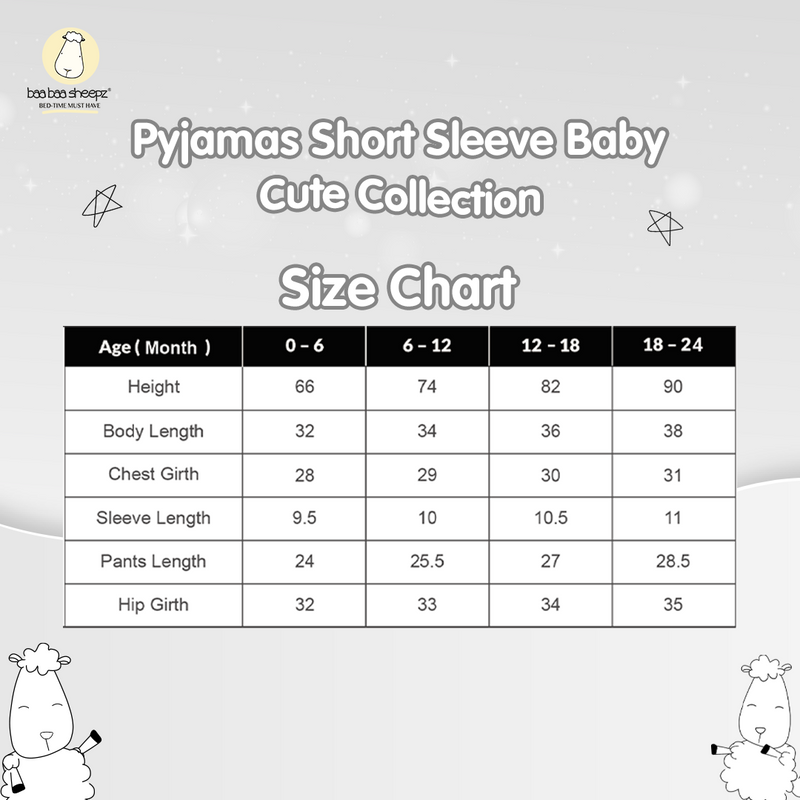 BBS Pyjamas Set Short Sleeve Cute Big Star & Sheepz White Baby