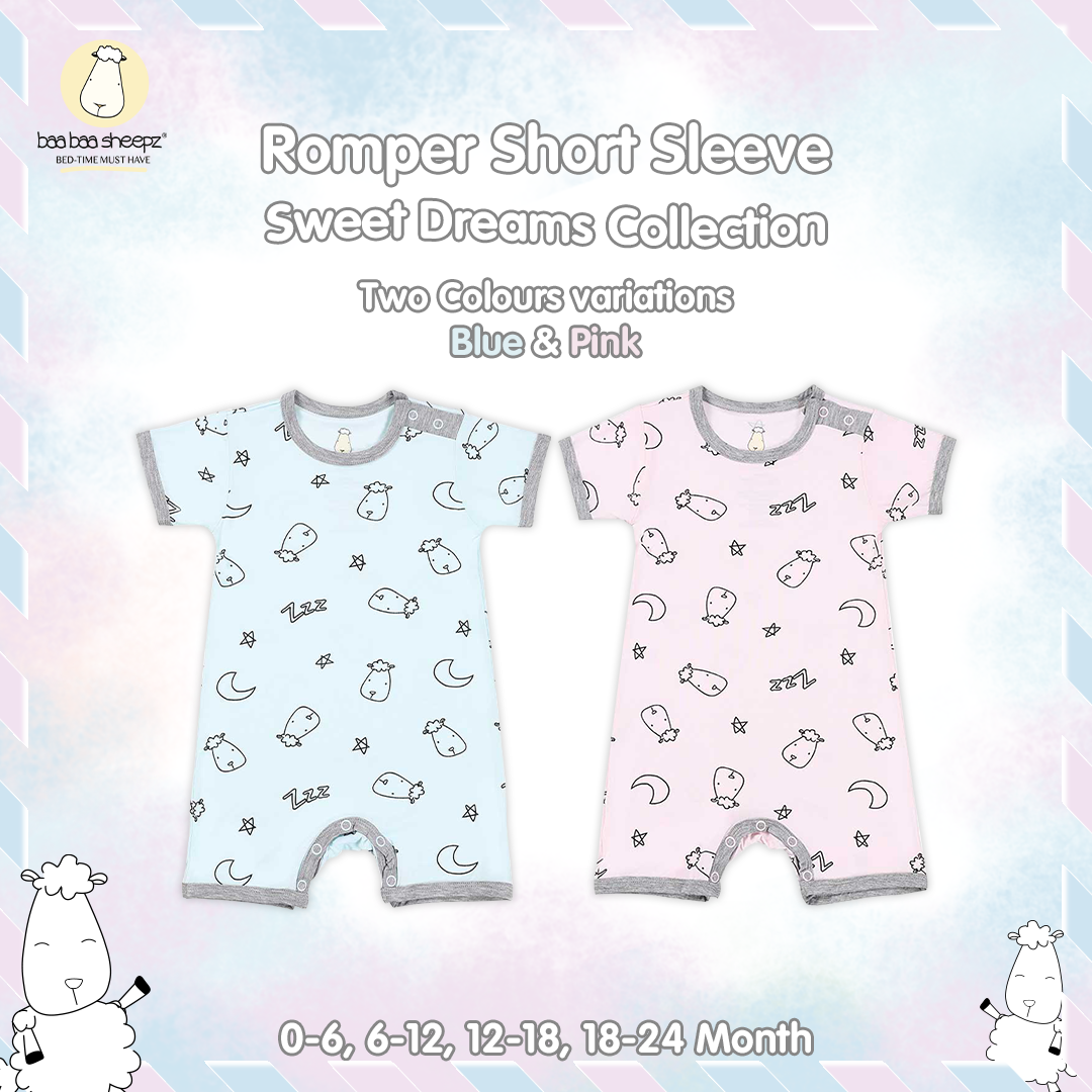 BBS Romper Short Sleeve Sweet Dreams Baa Baa Blue