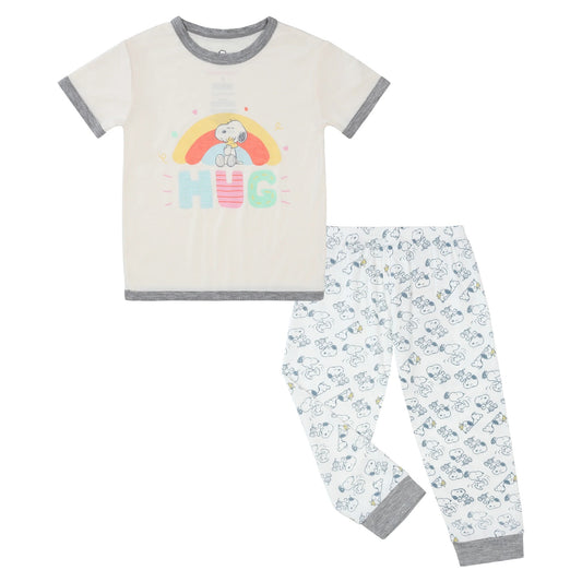 BBS X Snoopy Dreamland Doodles Short Sleeve Shirt S04 Yellow + Pants S02 White