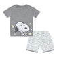 BBS X Snoopy Dreamland Doodles Short Sleeve Shirt S05 Grey + Shorts S02 White