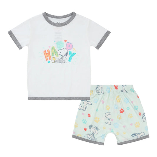 BBS X Snoopy Dreamy Paws Short Sleeve Shirt S06 White + Shorts S01 Green