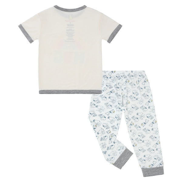 BBS X Snoopy Dreamland Doodles Short Sleeve Shirt S04 Yellow + Pants S02 White