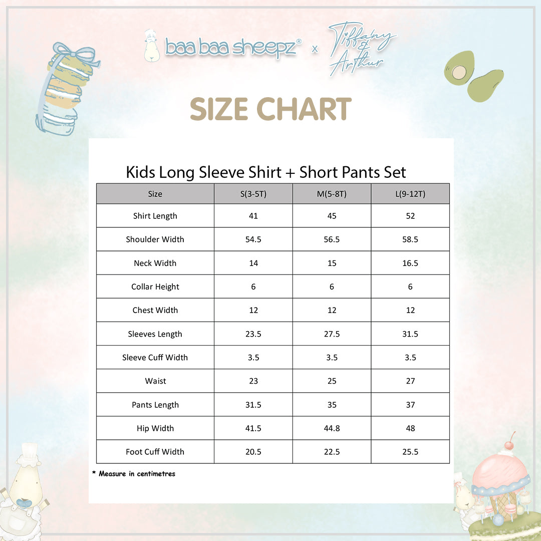 BBS Chef  Kids Long Sleeve Shirt + Shorts Pant Chef Baa Baa
