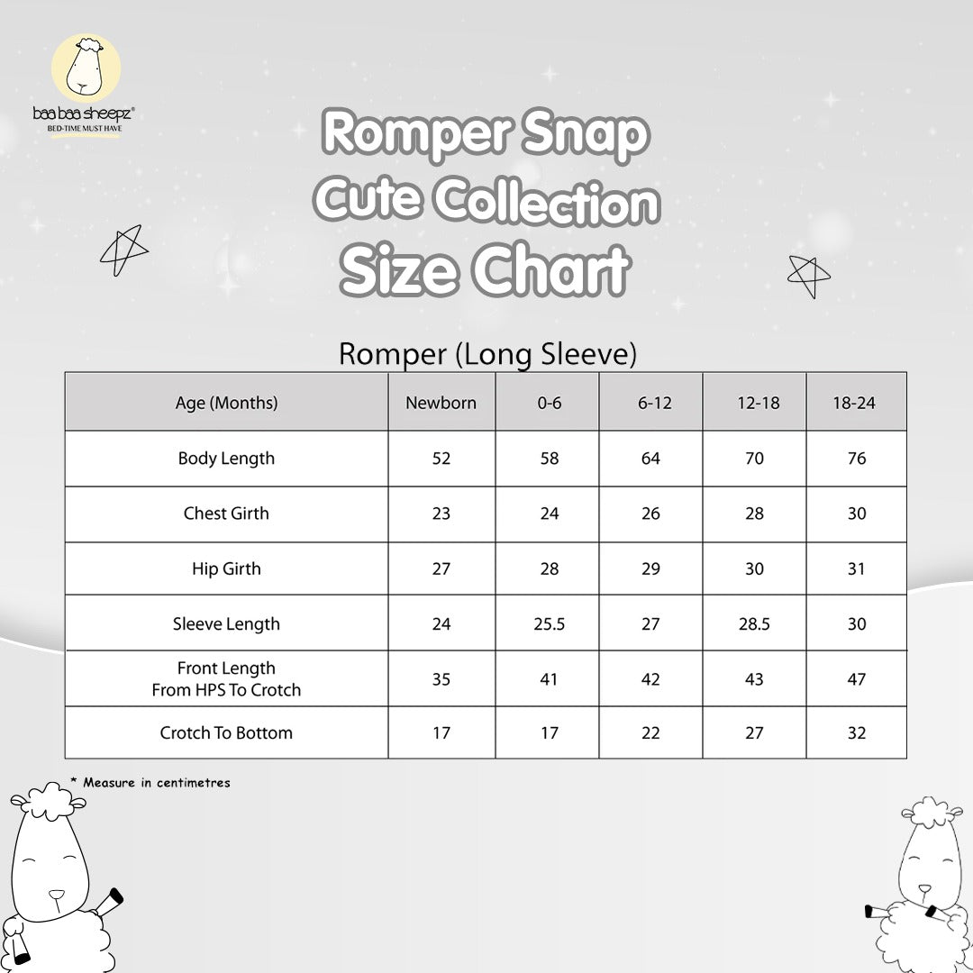 Baabaasheepz Romper Cute Big Star & Head Grey / Romper Kancing Anak