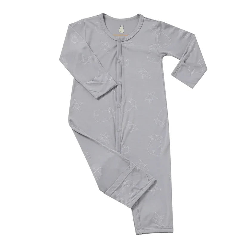 Baabaasheepz Romper Cute Big Star & Head Grey / Romper Kancing Anak