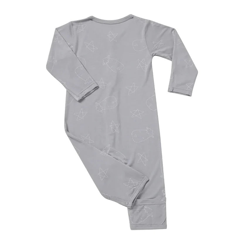 Baabaasheepz Romper Cute Big Star & Head Grey / Romper Kancing Anak