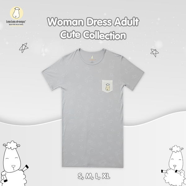 BBS Woman Dress Cute Big Star & Head Grey Adult