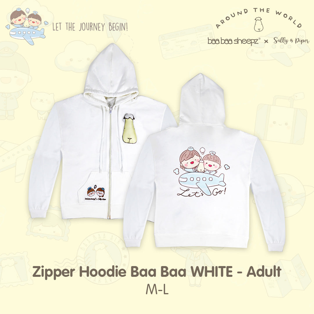 BBS Zipper Hoodie Baa Baa White Sallyandpiper