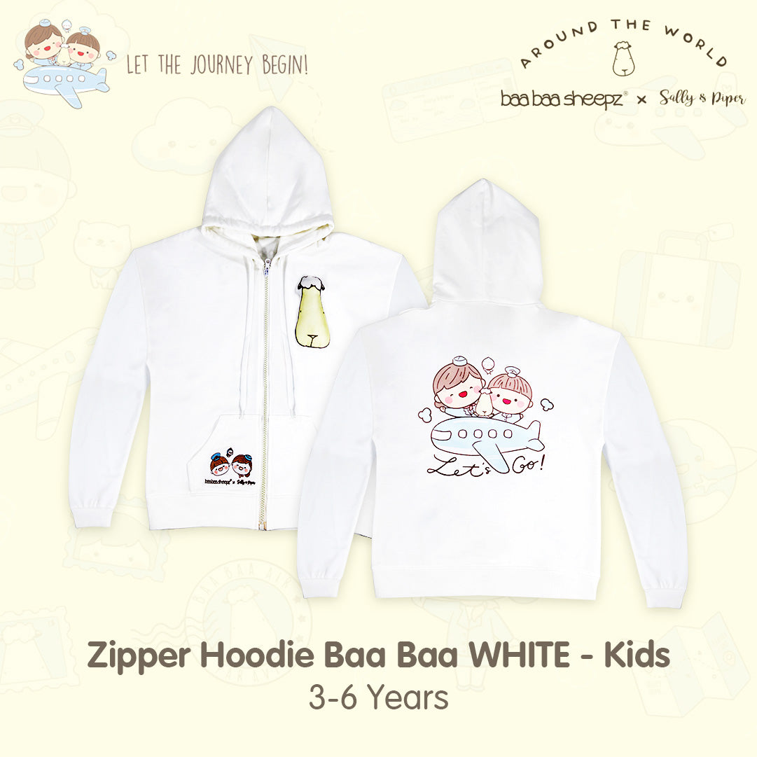 BBS Zipper Hoodie Baa Baa White Sallyandpiper